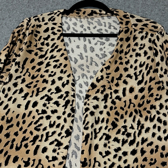 Womens Cardigan Duster SZ XL Long Animal Leopard Cheetah Casual Exotic Party Y2K - Picture 2 of 10